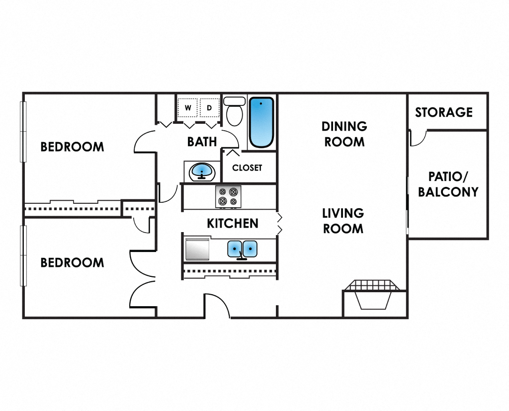 2 Bedroom Floor Plan at Bonterra Lakeside Apartments, Colorado Springs